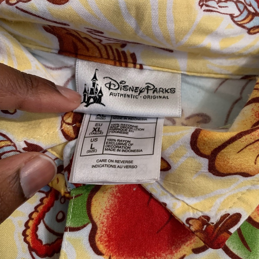 Disney Hula Hawaiian Shirt All Over Print Mickey Mouse Minnie Floral Size L - Picture 4 of 7